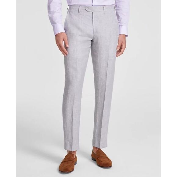 Bar III Men's Grey Linen Textured Summer Casual Slim-Fit Suit Pants Size W30 L30